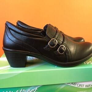 NIB Easy Street Comfort Wave Stroll Heel Loafer Shoe Black 9 NEW Corpcore
